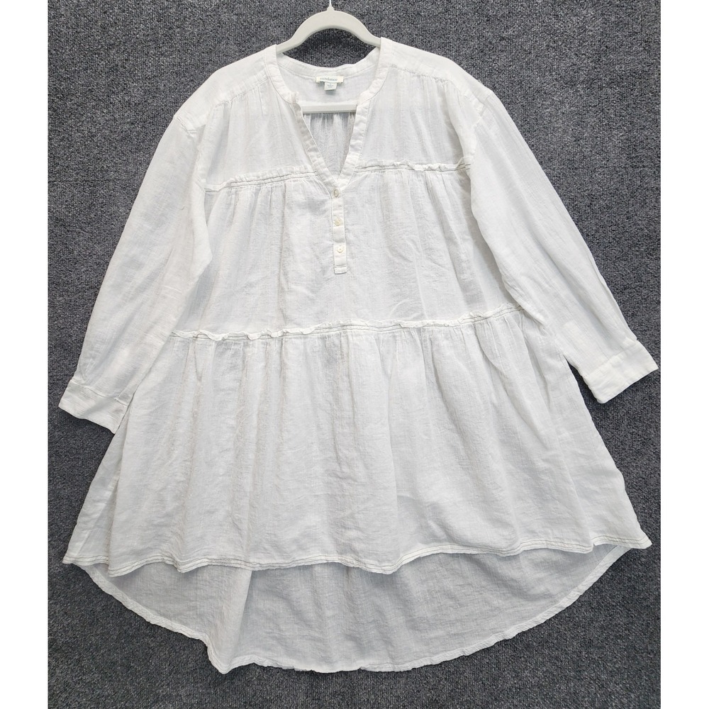 Sundance Women Cotton Gauze Boho Coastal Tiered Cottagecore Tunic Top Size L - Picture 10 of 10